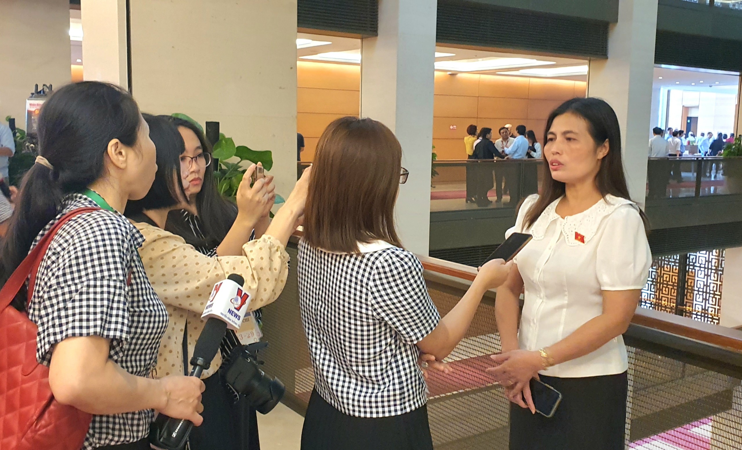 ĐBQH Hồ Thị Minh phát biểu phỏng vấn của báo chí bên lề kỳ họp