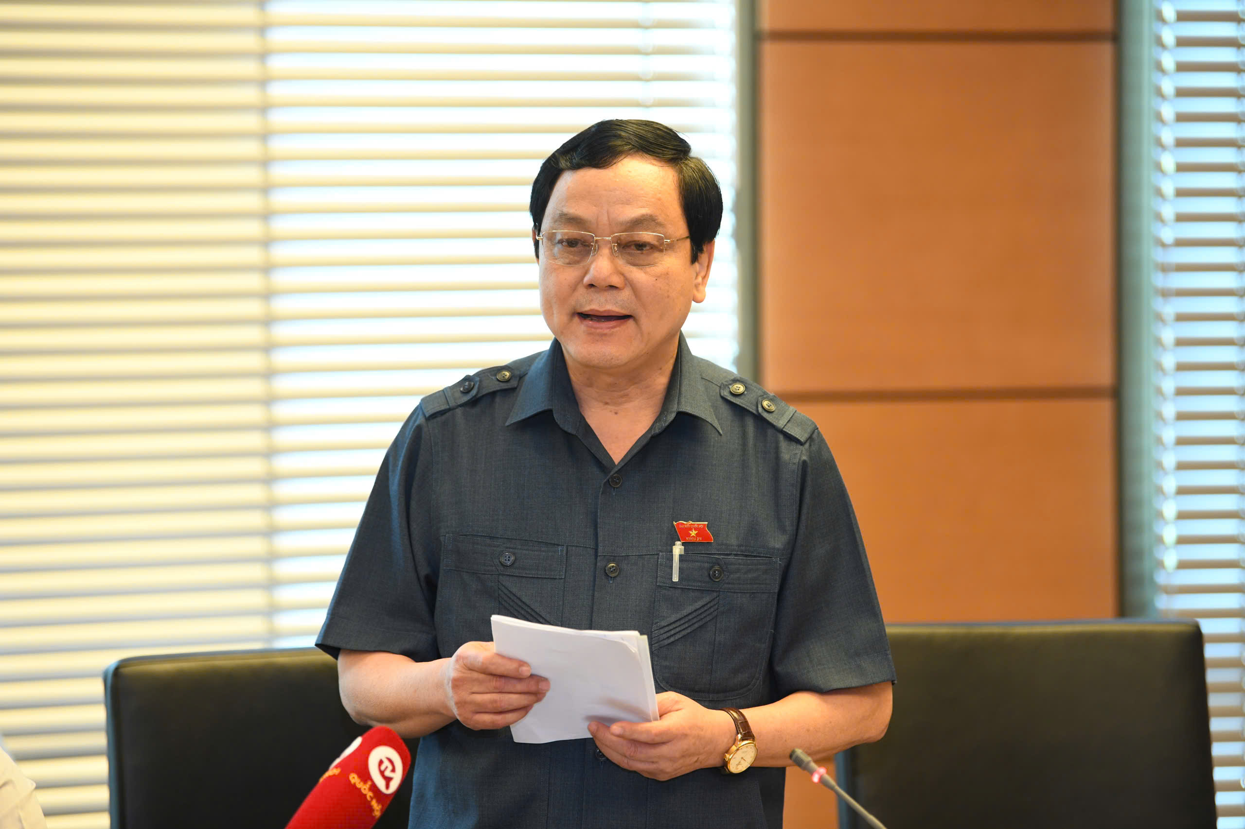 Phó trưởng Đoàn chuyên trách Hoàng Đức Thắng phát biểu tại phiên thảo luận tổ